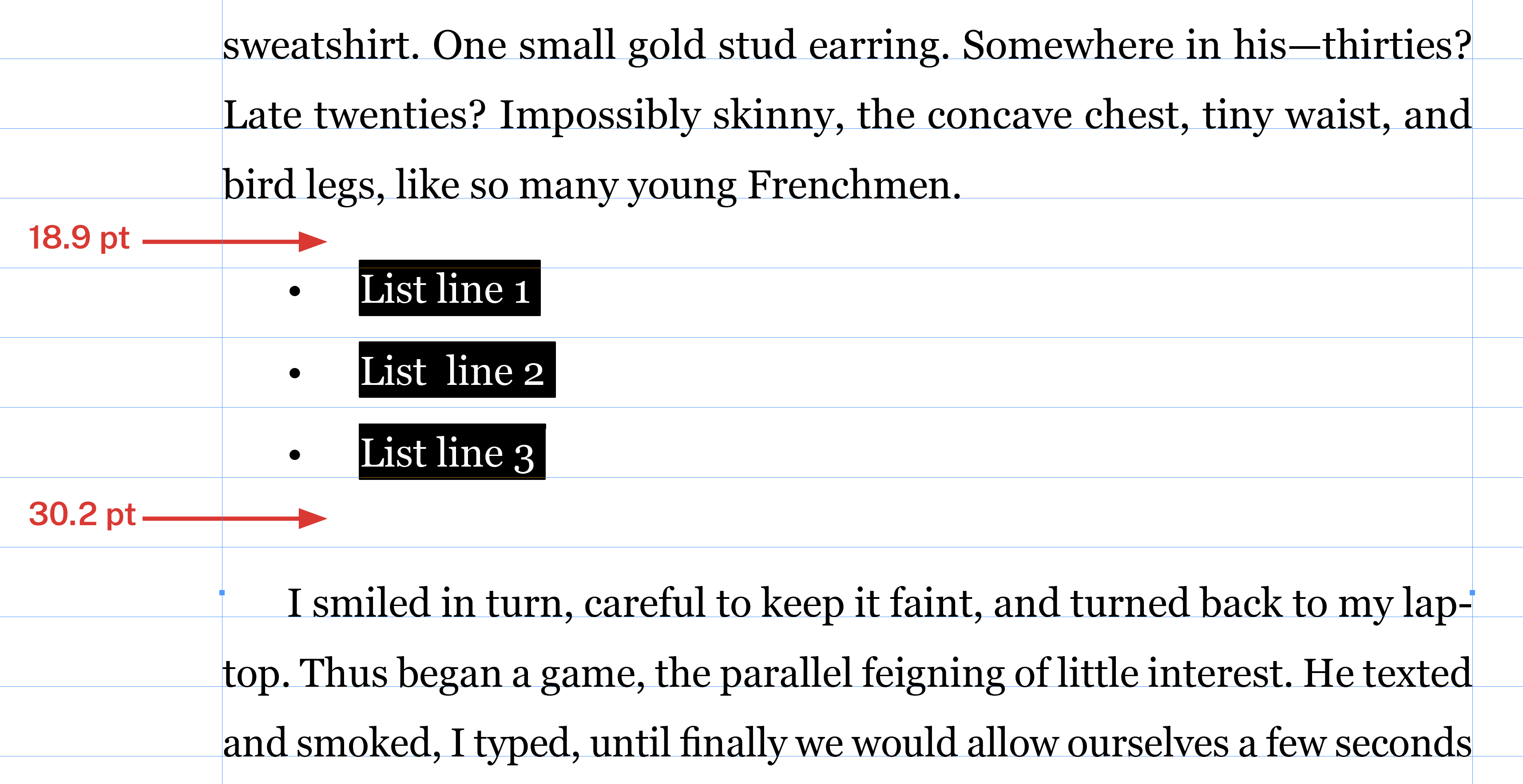 before: uneven space above and below the list