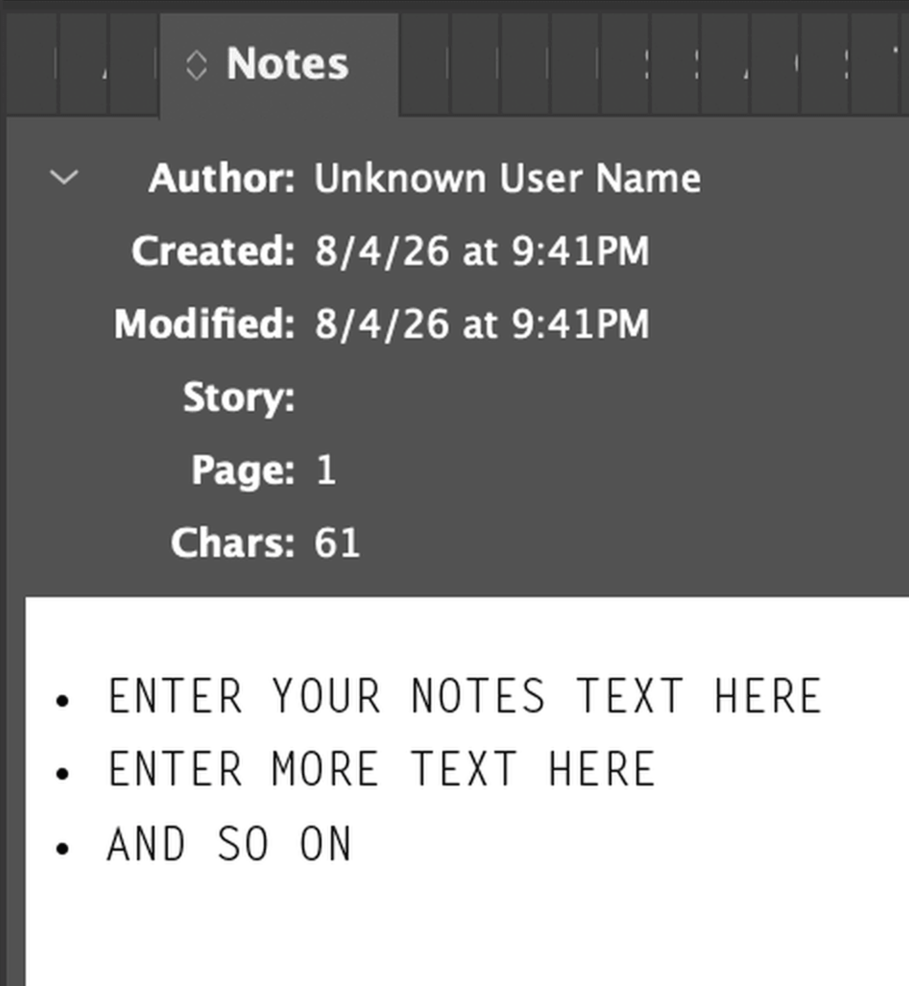 generate checklist note 2 screenshot