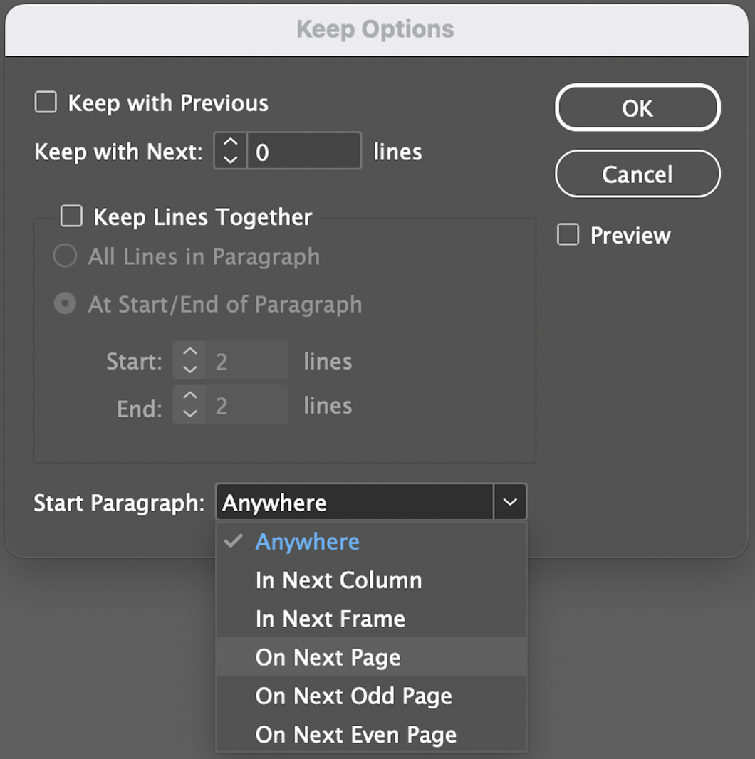 start paragraph screenshot