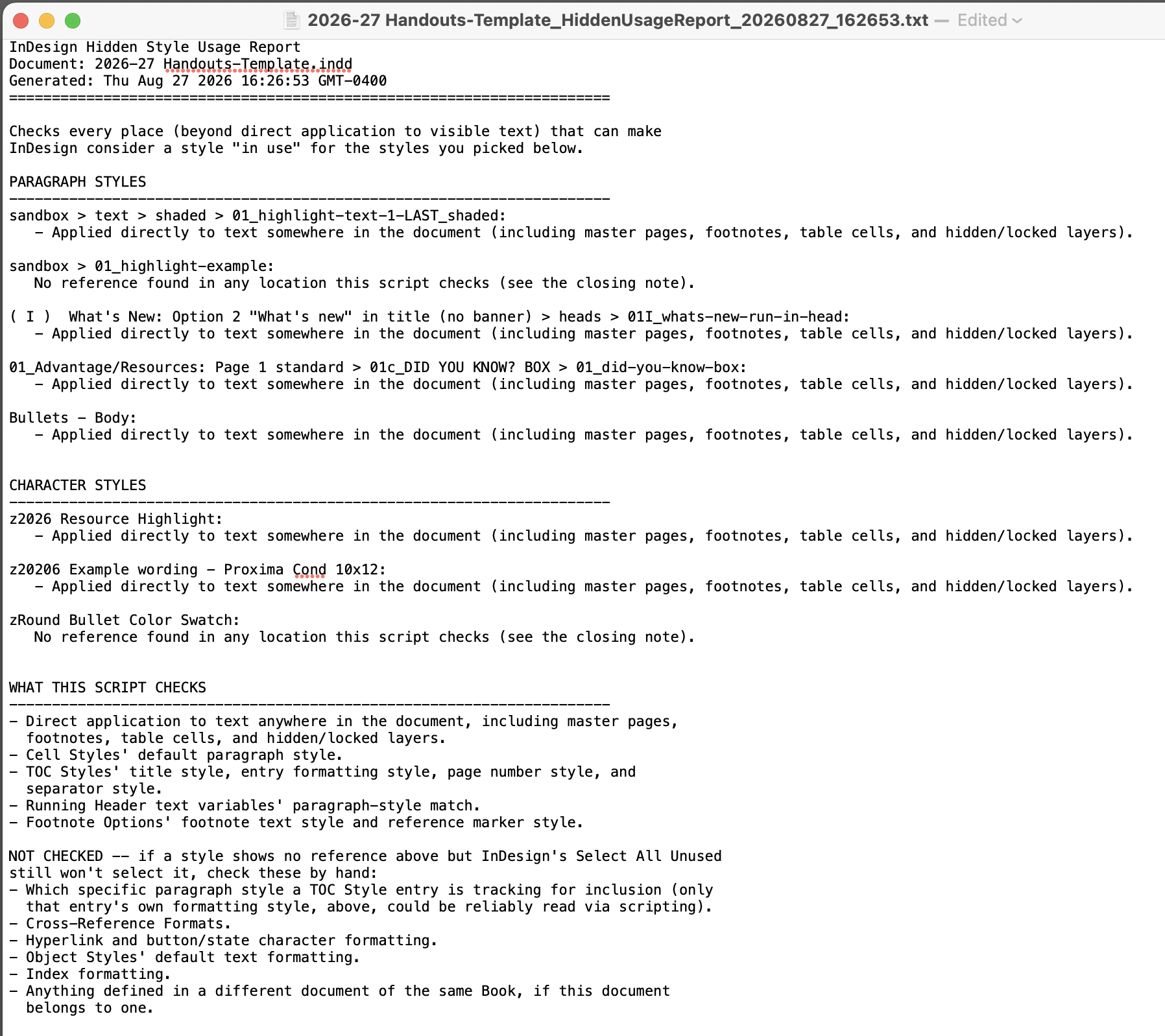 on-screen window report